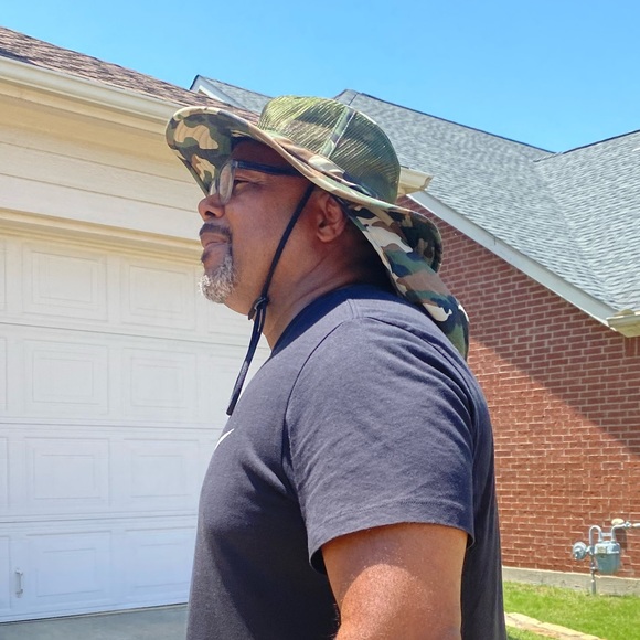 🖤Large La & Com Unisex Camo Design Adjustable Sun Hat with Neck Flap, Wide Brim - Picture 5 of 7